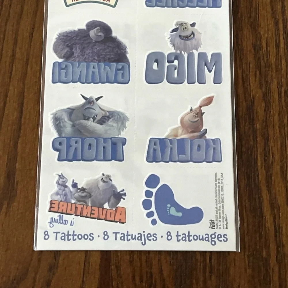 Small Foot Tattoos 24 Party Favors Yeti Migo Meechee Thorp Gwangi Kolka 3 Packs
